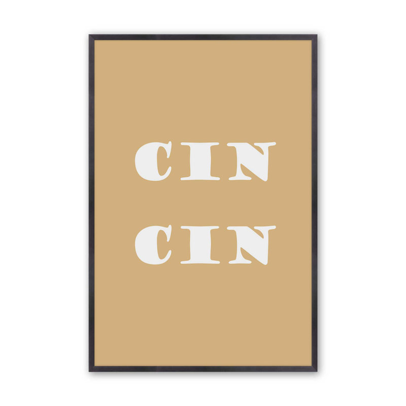 Imprimé Cin Cin, H 15,25 po x l 12,25 po, Zinc patiné