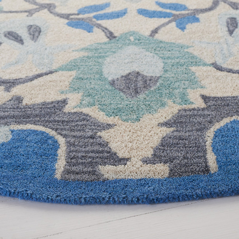 Antiquity Hand Tufted Wool Floral Rug, Round 6'