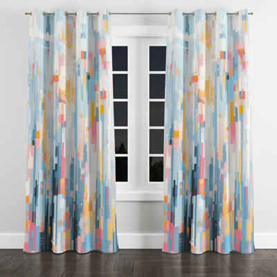 Cerisier rose moderne Modern Bold Stripes I - Rideau à œillets occultant traditionnel - 1 panneau