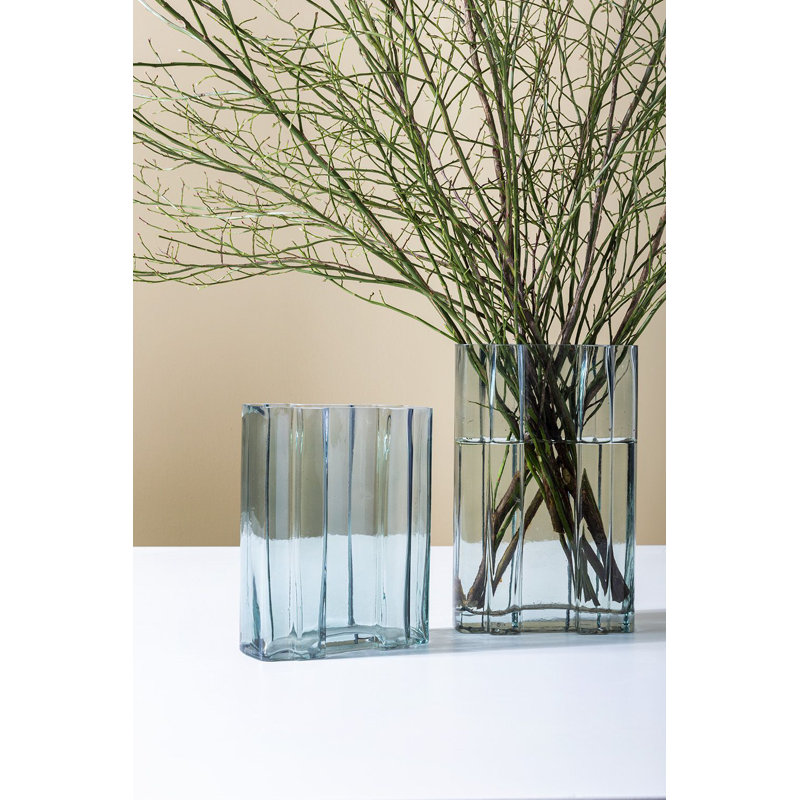 Evanne Handmade Glass Table Vase, 9.75" H x 6.25" W x 2.75" D