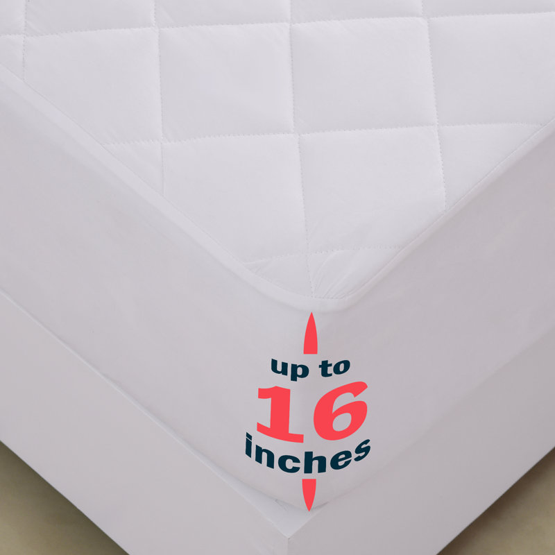 Deena Fitted Waterproof Mattress Pad Soft Microfiber Easy Fit Elastic Cooling Mattress Topper for Bed, King