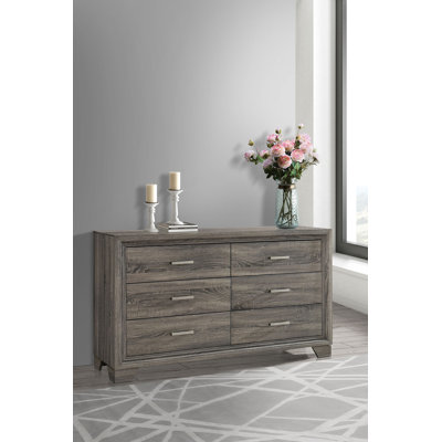  Deimianas 6-drawer Dresser Cabinet Brown Oak