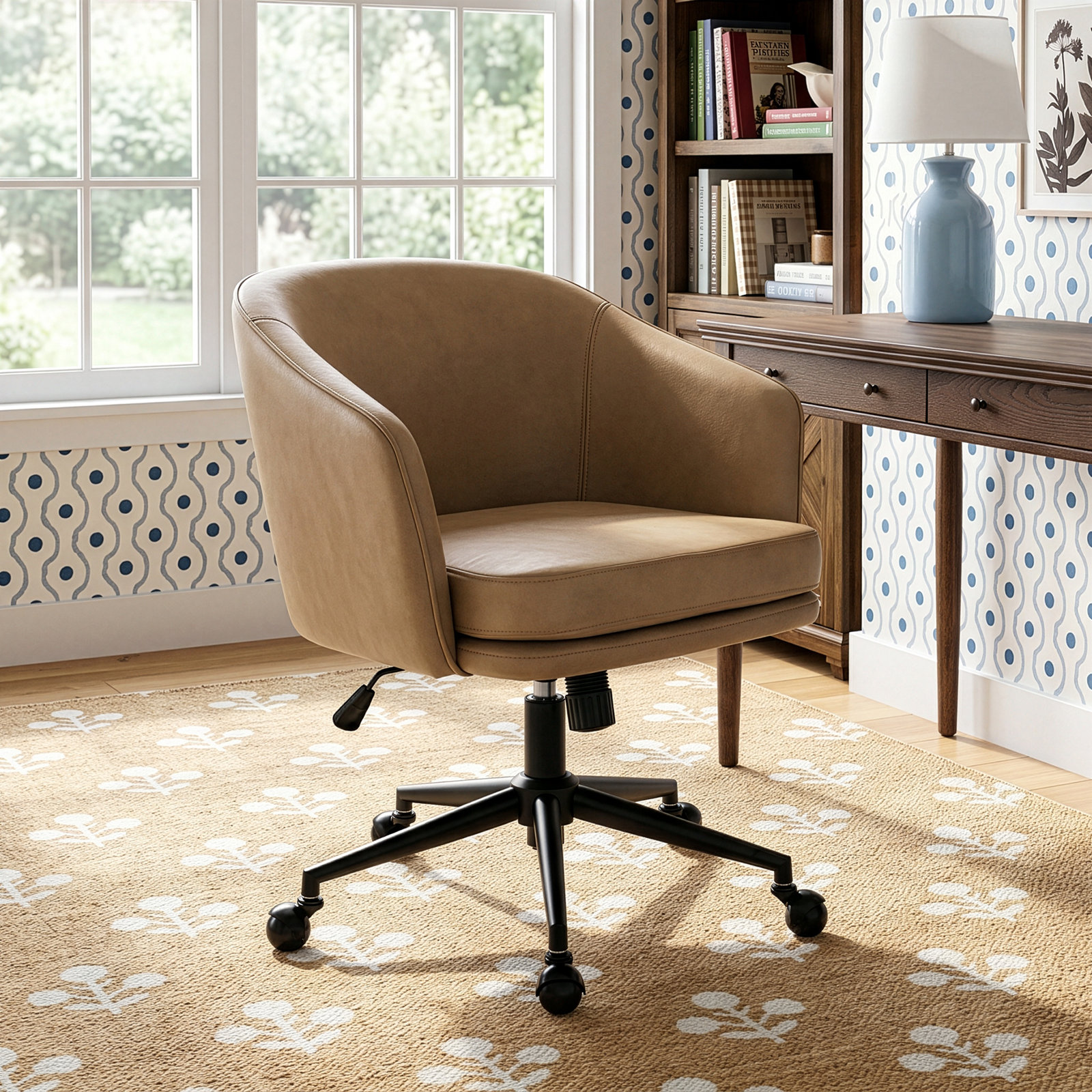 Toscani Office Chair with Lumbar Support, Green Chenille
