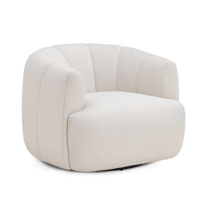 Fauteuil d'appoint pivotant en velours crème Jasmine, Velours crème