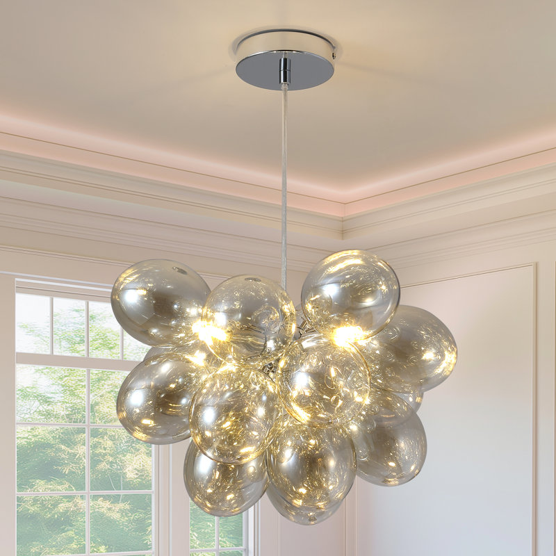 3 - Light Dimmable Glass Globe Chandelier