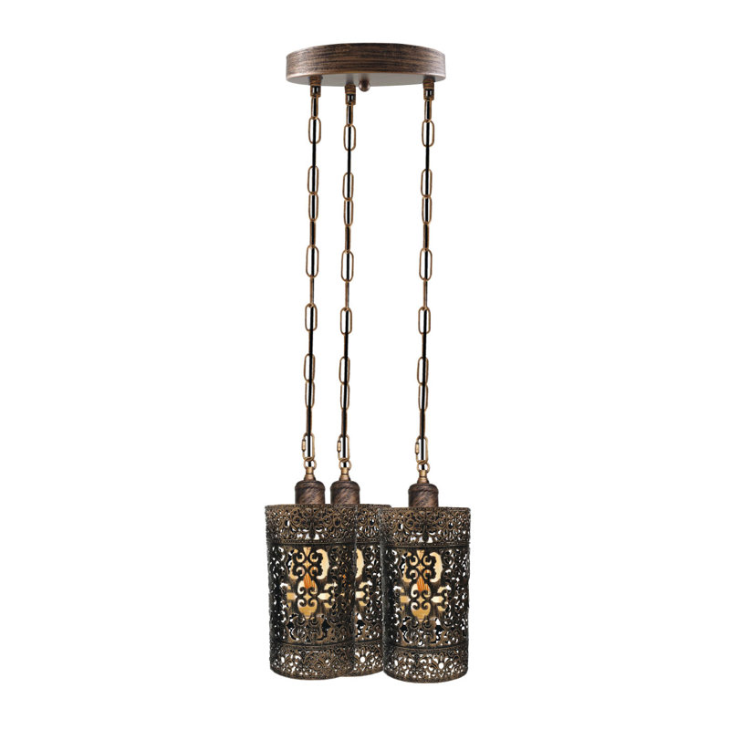 Mohn 3 - Light Cluster Cylinder Pendant, Brushed Copper