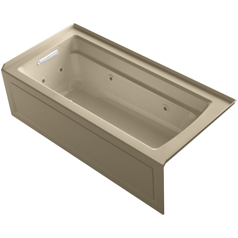 Bain tourbillon intégré Archer® 66 "X 32" avec bride intégrée et drain à gauche, Blanc, Gauche