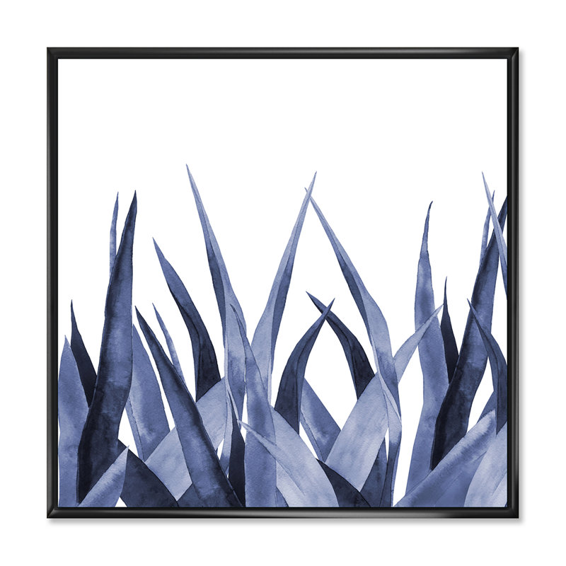 Agave Leaves - reproduction sur toile avec cadre flottant, H 36 po x l 36 po x 1,5 po, Cadre noir