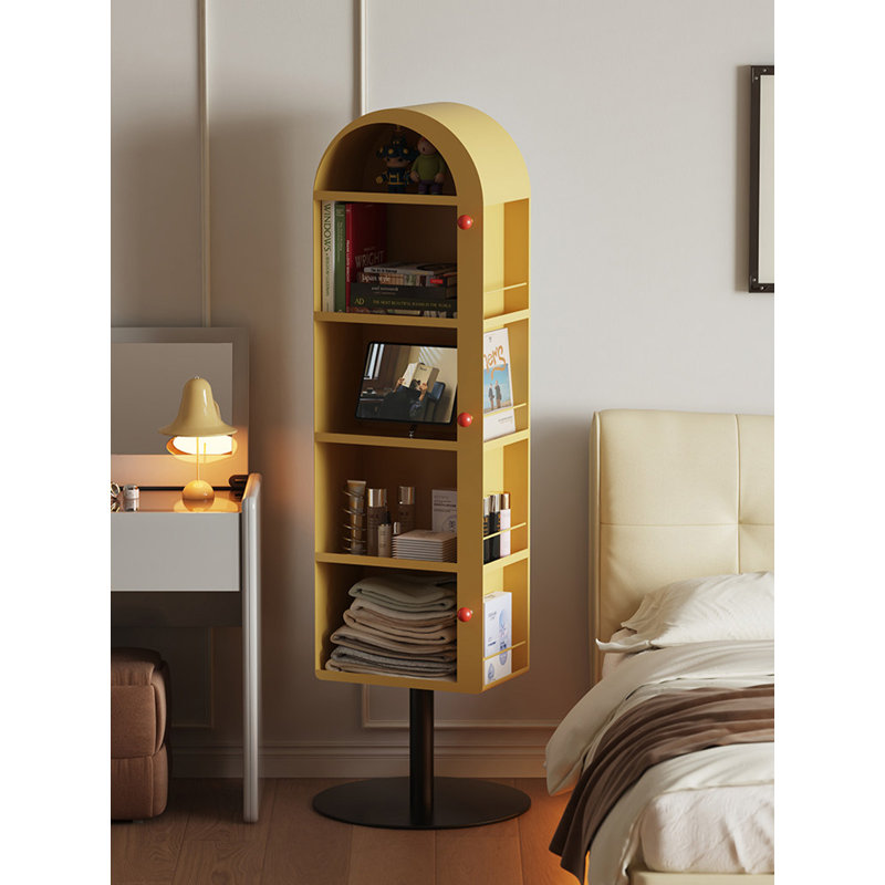 Miroir pleine grandeur rotatif intégré avec bibliothèque et armoire de rangement