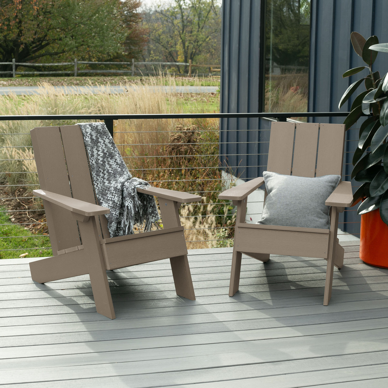 Byrnes Outdoor Adirondack Set, Woodland Brown