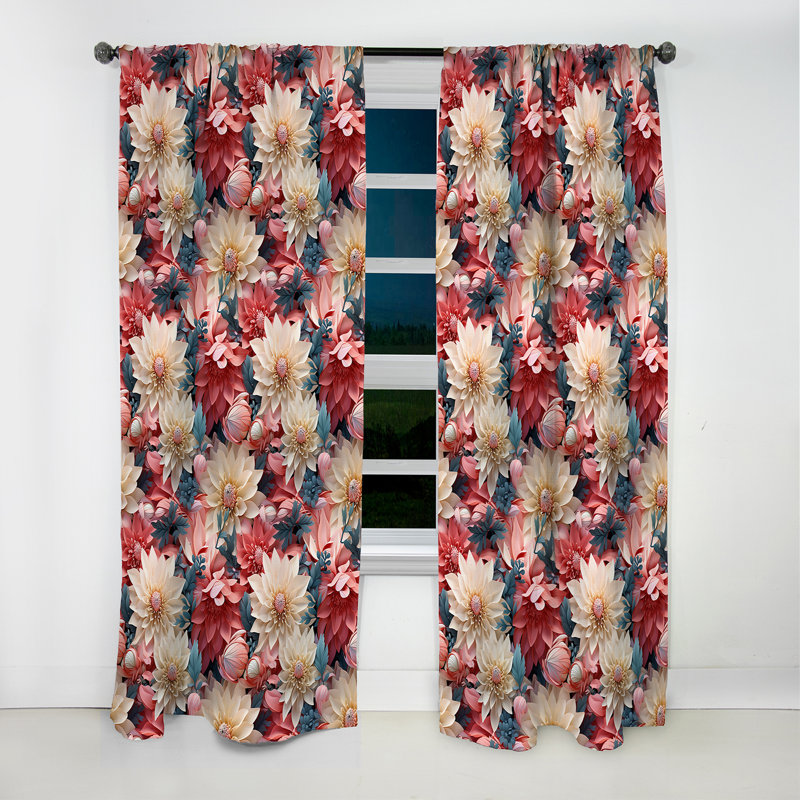French Romance Floral Motif III - Rideau floral - Rideau occultant floral - 1 panneau, L 52 po x L 120 po