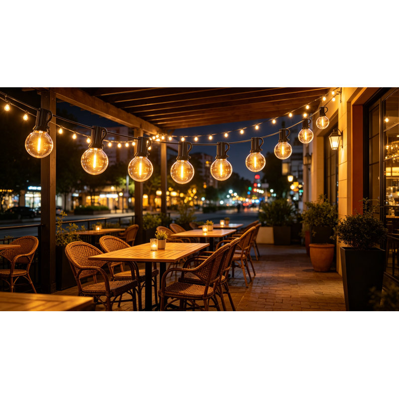 Guirlande de 50 lumières DEL G40, intensité variable, connectable pour patio