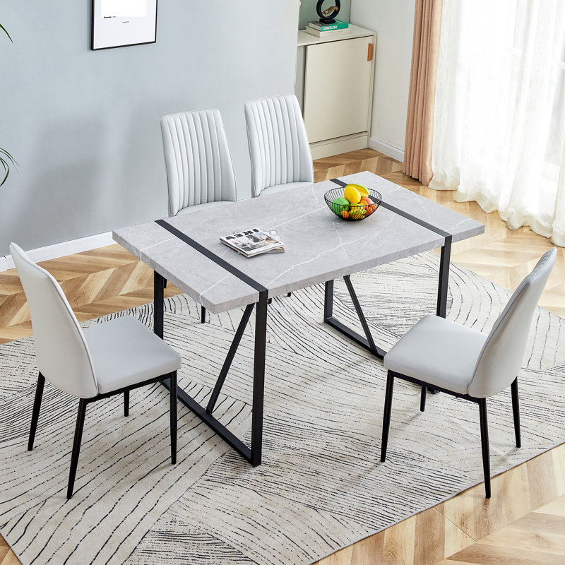 5-Piece Dining Table Chairs Set, Rectangular Dining Room Table Set For 4