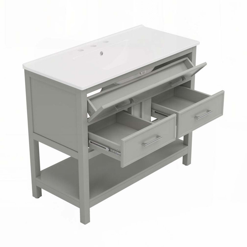 36" Bathroom Vanity with Ceramic Sink, Gray