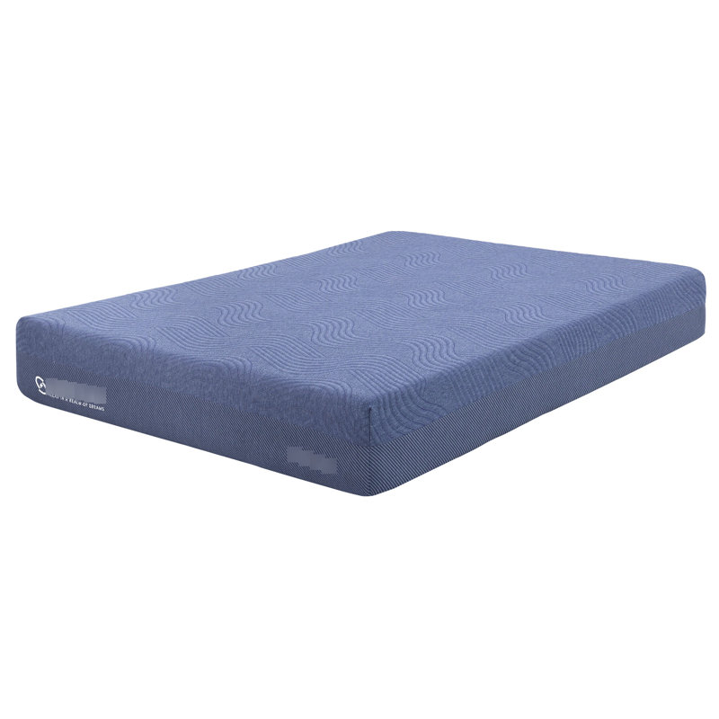 Matelas très grand en mousse de 10 pouces, ton bleu, housse super douce, mémoire D2.5, taille de paquet roulée avec tissu bleu