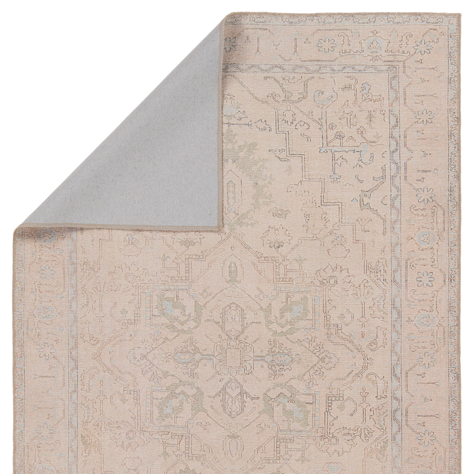 Fanelli Beige Light Blue Washable Oriental Rug, Rectangle 6' x 9'