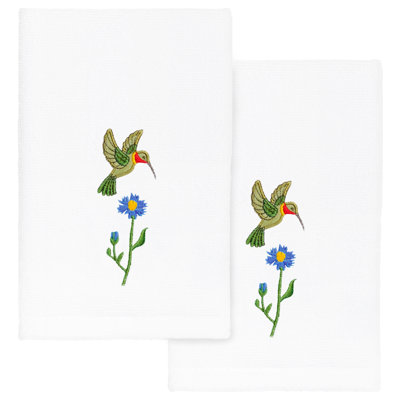 2 Piece 100% Turkish Cotton Hada Embellished Fingertip Towel Set