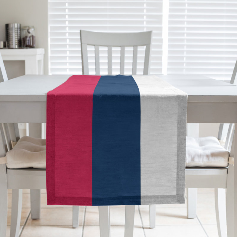 Chemin de table Seattle, Atlanta, 72 po x 16 po, Rouge écarlate / bleu marine / blanc