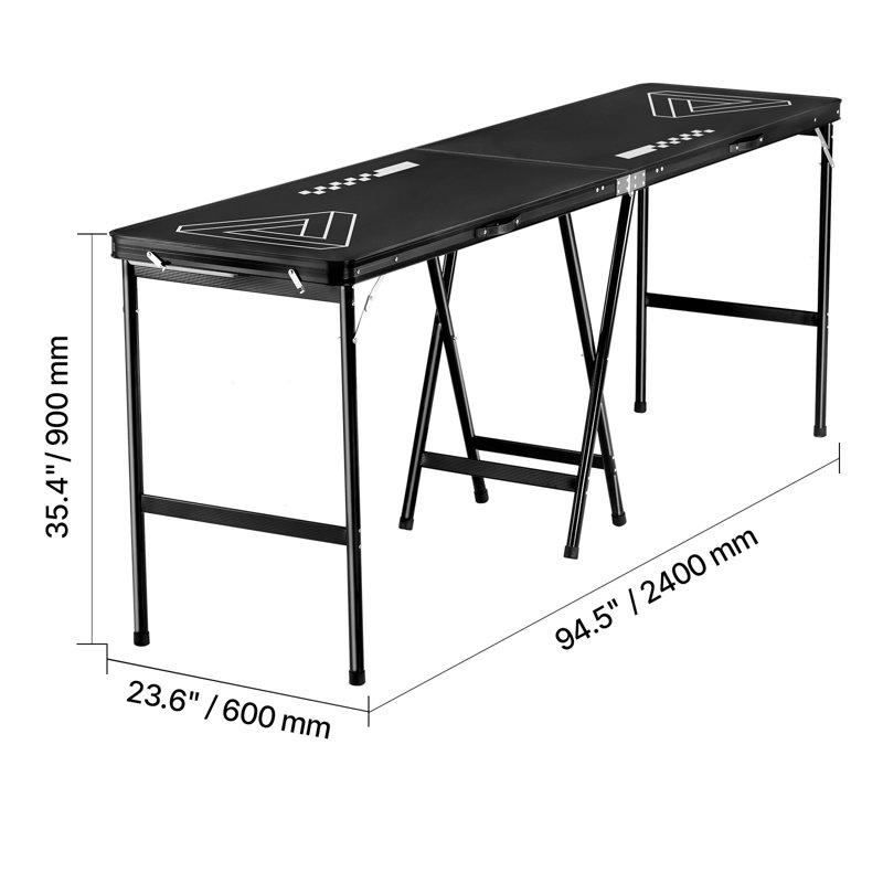 VEVOR Black 240cm L Beer Pong Table