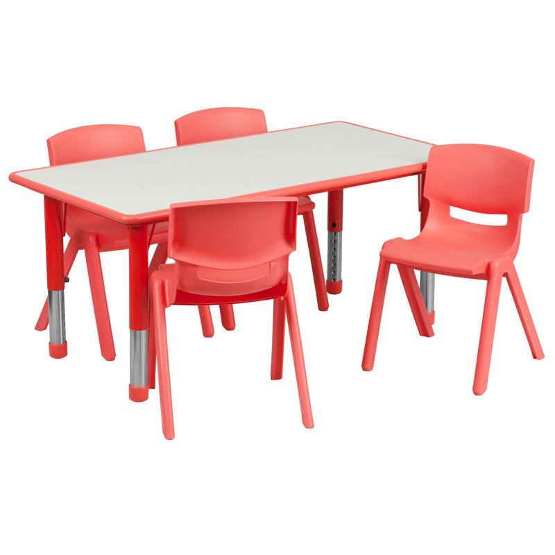 Red Adjustable Height Kids Activity Table Set with Laminate Top
