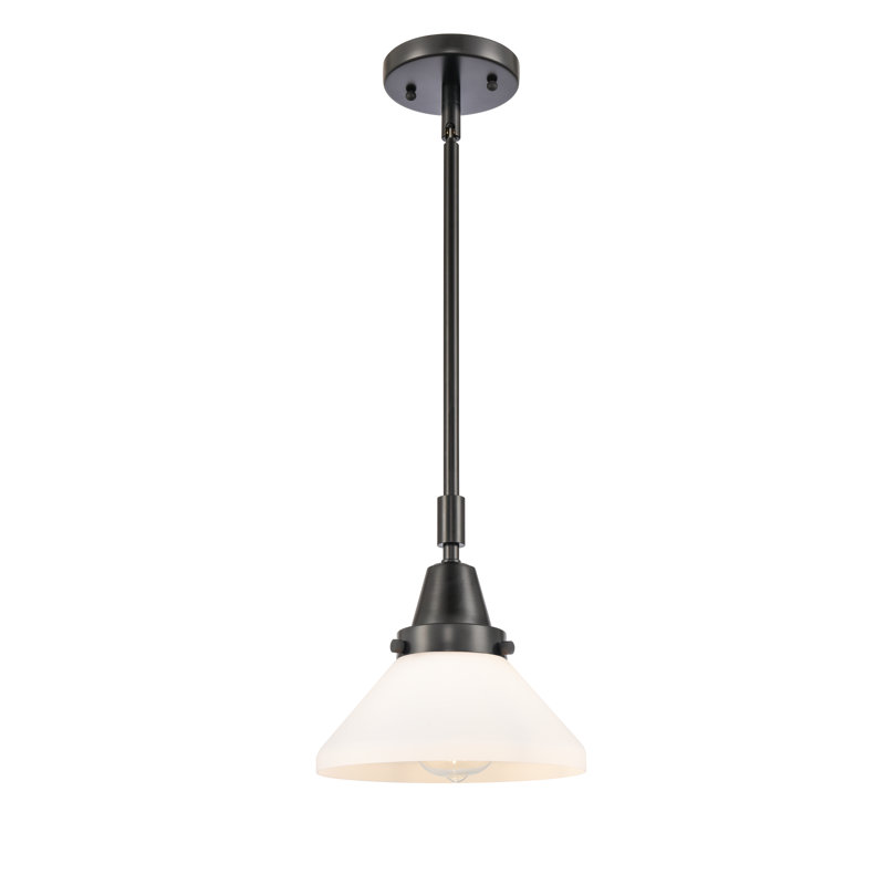 Luminaire suspendu conique 1 lumière, Blanc mat, DEL, Noir mat