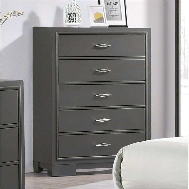 1 pièce Commode 5 tiroirs en acrylique de style contemporain avec pieds en métal
