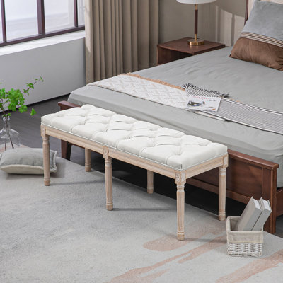 Fin de banc de lit, banc de chambre rembourré, blanc crème