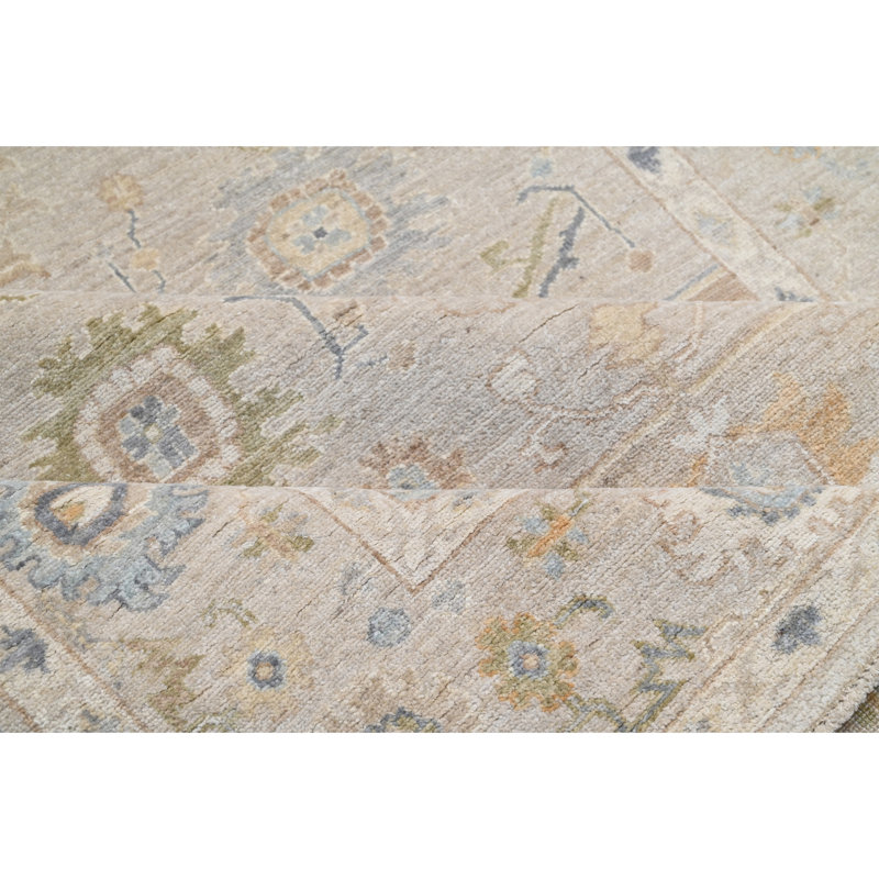 Hand Knotted Wool Area Rug in Beige