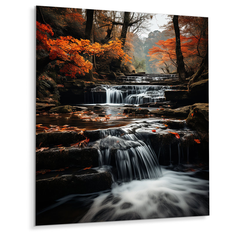 «Waterfall Dancing Cascades I», reproduction d'art en métal, H 20 po x l 12 po