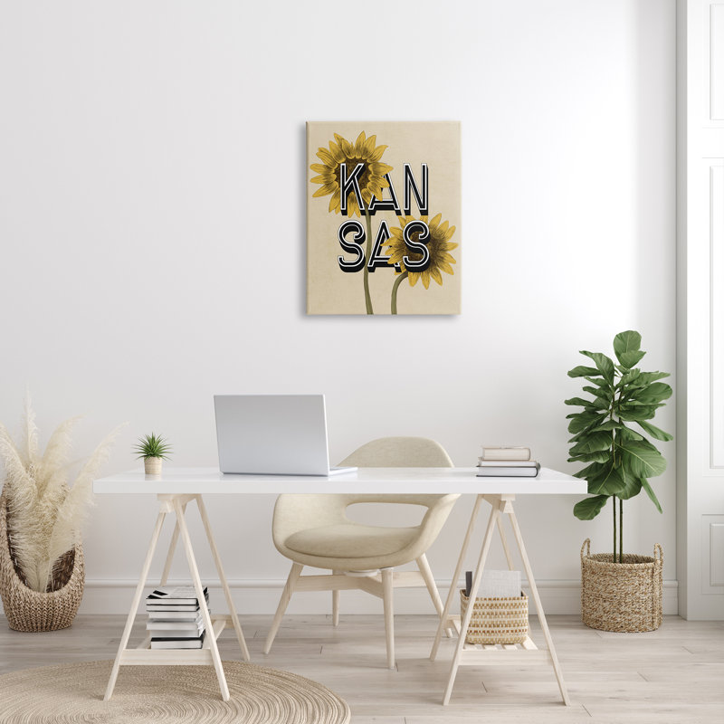 «Kansas Sunflowers Blossoms State Flower Botanicals», art mural par Daphne Polselli, H 30 po x l 24 po x P 1,5 po