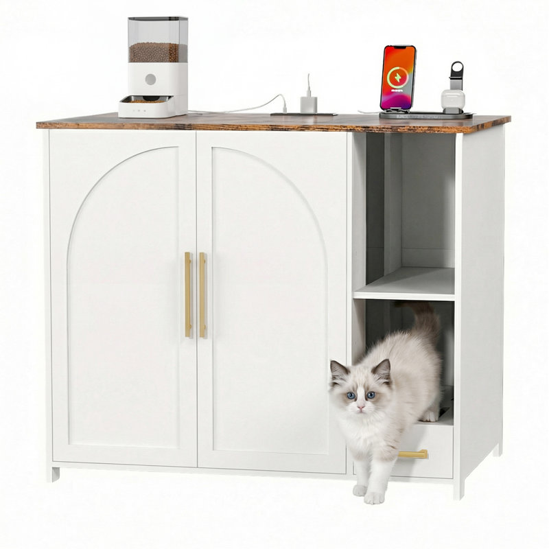 Grandes boîtes à litière pour chat et enclos de litière, armoire de maison moderne en bois