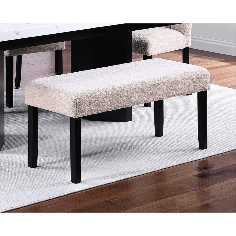 Contemporary 1Pc Dining Bench In Black, Textured Soft Seat, Tapered Legs, 41" X 16" 19" H For Room With Upholstered, Black Wooden Modern Style