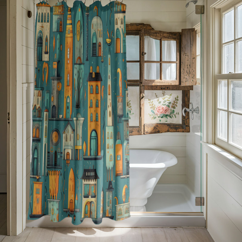 Rideau de douche Quirky Town - Premium, H 74 po x l 71 po