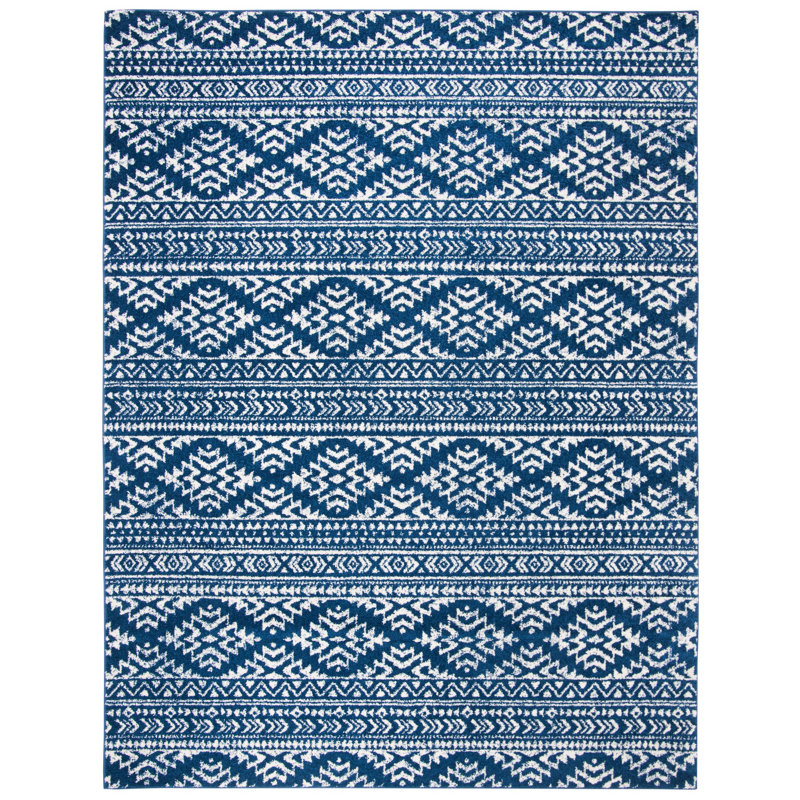Tapis bleu marine / ivoire Remmers, Rectangle 9 pi x 12 pi
