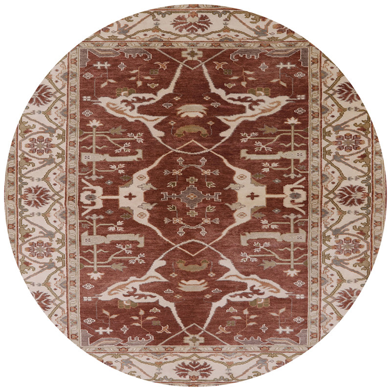 Tapis oriental brun / ivoire Portnoy, Rond 5 pi