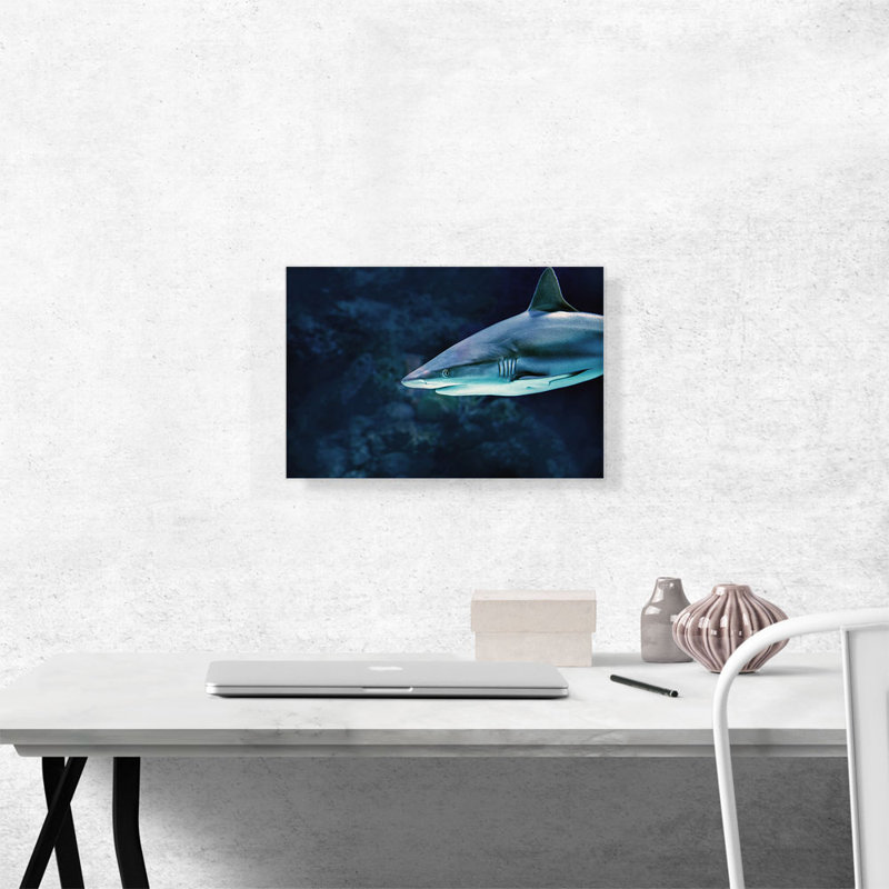 " Shark In Ocean Home Decor ", 12" H x 18" W x 0.75" D