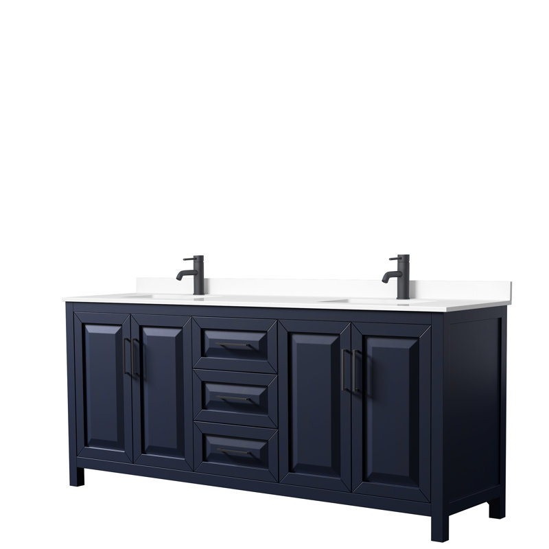 Daria 80'' W Double Vanity, Dark Blue, Matte Black