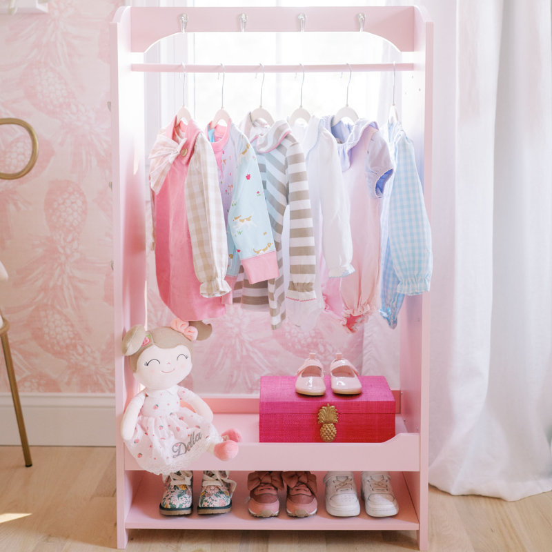 Armoire ouverte en bois rose avec miroir Teamson Kids
