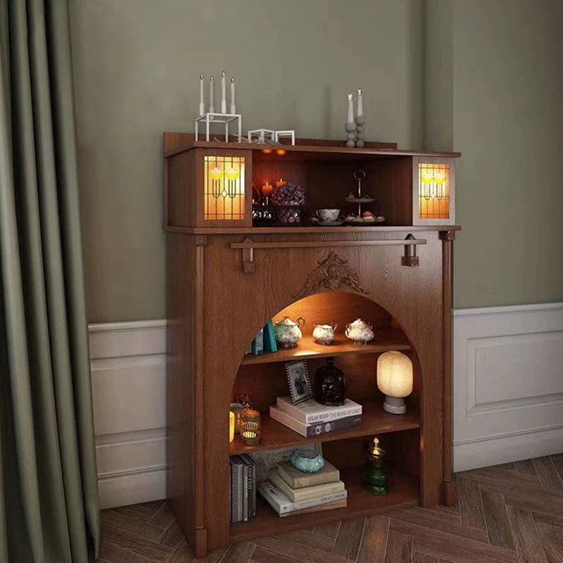 Wlanut Solid Wood Freestanding Fireplace