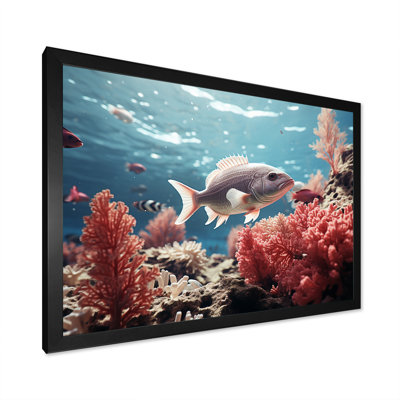 Reproduction sur toile monochrome de poissons roses et gris III