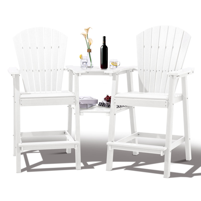 Chaise Adirondack d'extérieur 2 pièces avec table Maybeck, Blanc