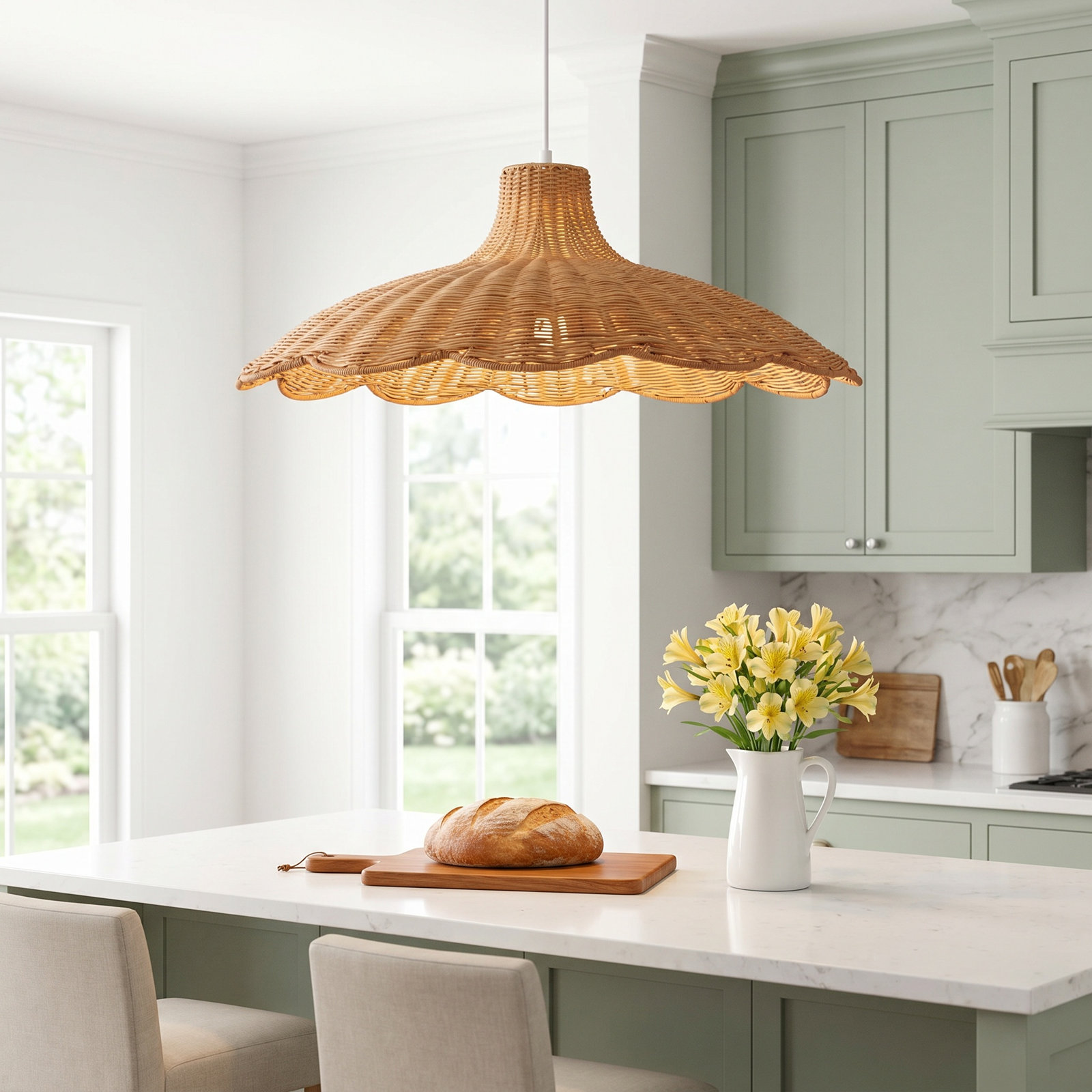 Dimmable Rattan Single Light Pendant