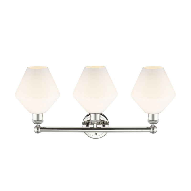 Éclairage pour meuble-lavabo 3 lumières Amylea, Nickel poli, Boîtier blanc mat