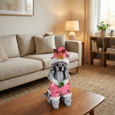 Holiday Christmas Dog Statue