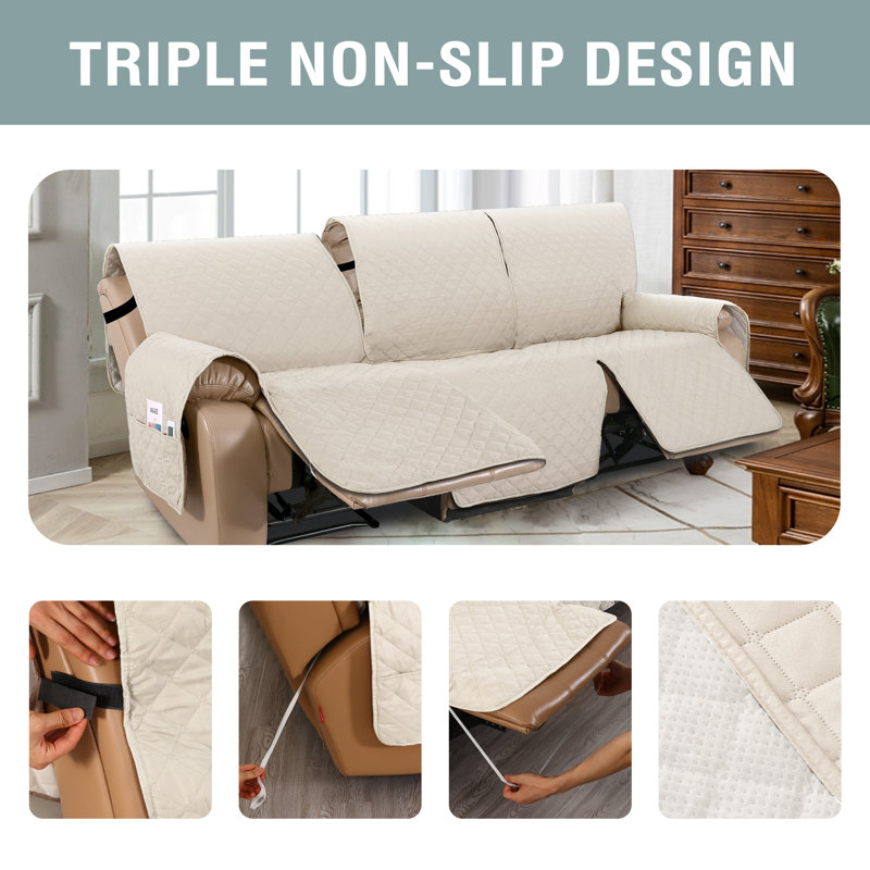 100% Waterproof Microfiber Fabric Slipcover Machine Washable, Ivory Microfiber