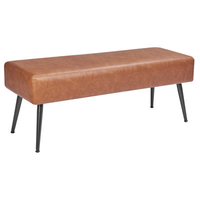 PU Leather Bedroom Bench with Metal Legs Shoe Bench for Entryway by Ebern Designs