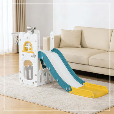 Kids Slide,Toddler Slide with Basketball Hoop