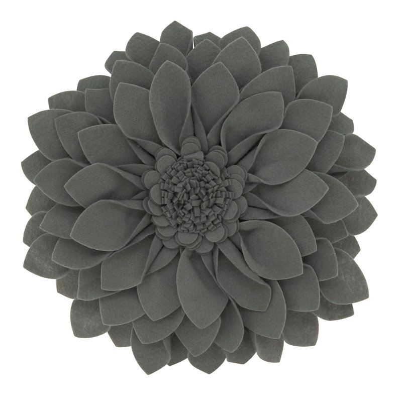Fleur De Jardin Collection Ruffled Throw Pillow, 13" x 13", Slate