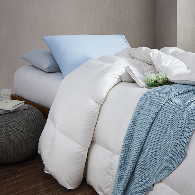 All Season Duvet Insert - 100% Cotton Shell Goose Feather Down Comforter with 8 corner tabs, Queen