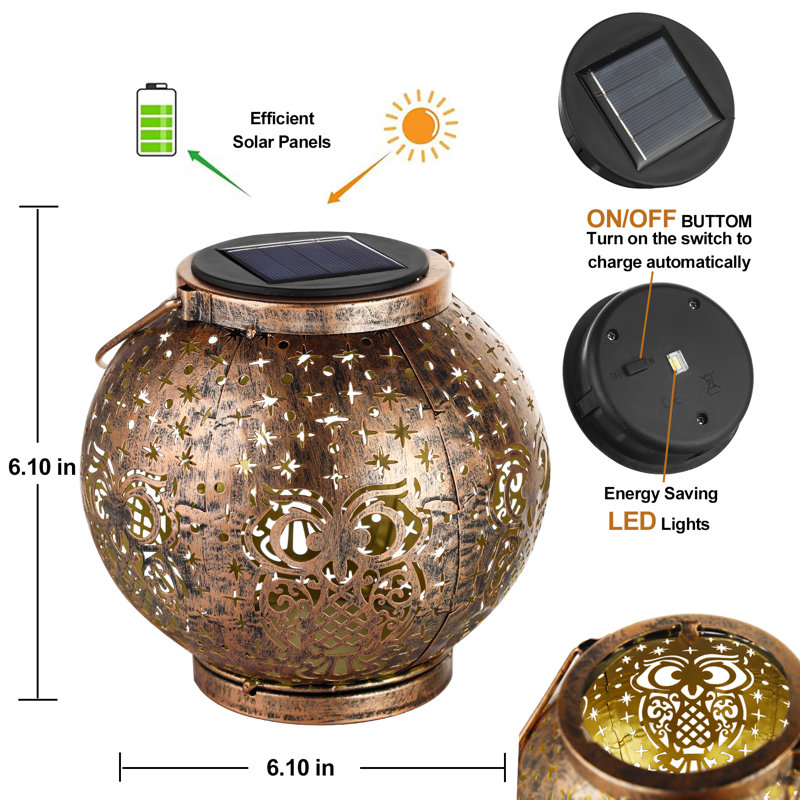 Dayou hibou lanternes solaires extérieures imperméables suspendues cadeaux solaires hibou pour les femmes hommes oiseaux métalliques lanternes décoratives à DEL pour la cour, patio, pelouse, table, sentier, paysage, décor de jardin, lanternes solaires extérieures, cadeau de fête des mères (ensemble de 2)